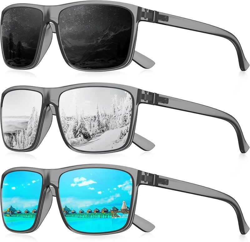 QALLY Store Polarized Sunglasses for Men Rectangular Frame Men's Polarized Sunglasses Sports Sunglasses with UV400 Protection - Image 1